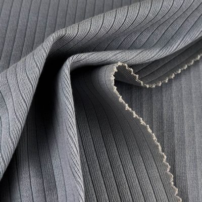 310gsm 96%කපු 4%Spandex Elastane Pit Strip Rib Knit Fabric 175cm KF1316G